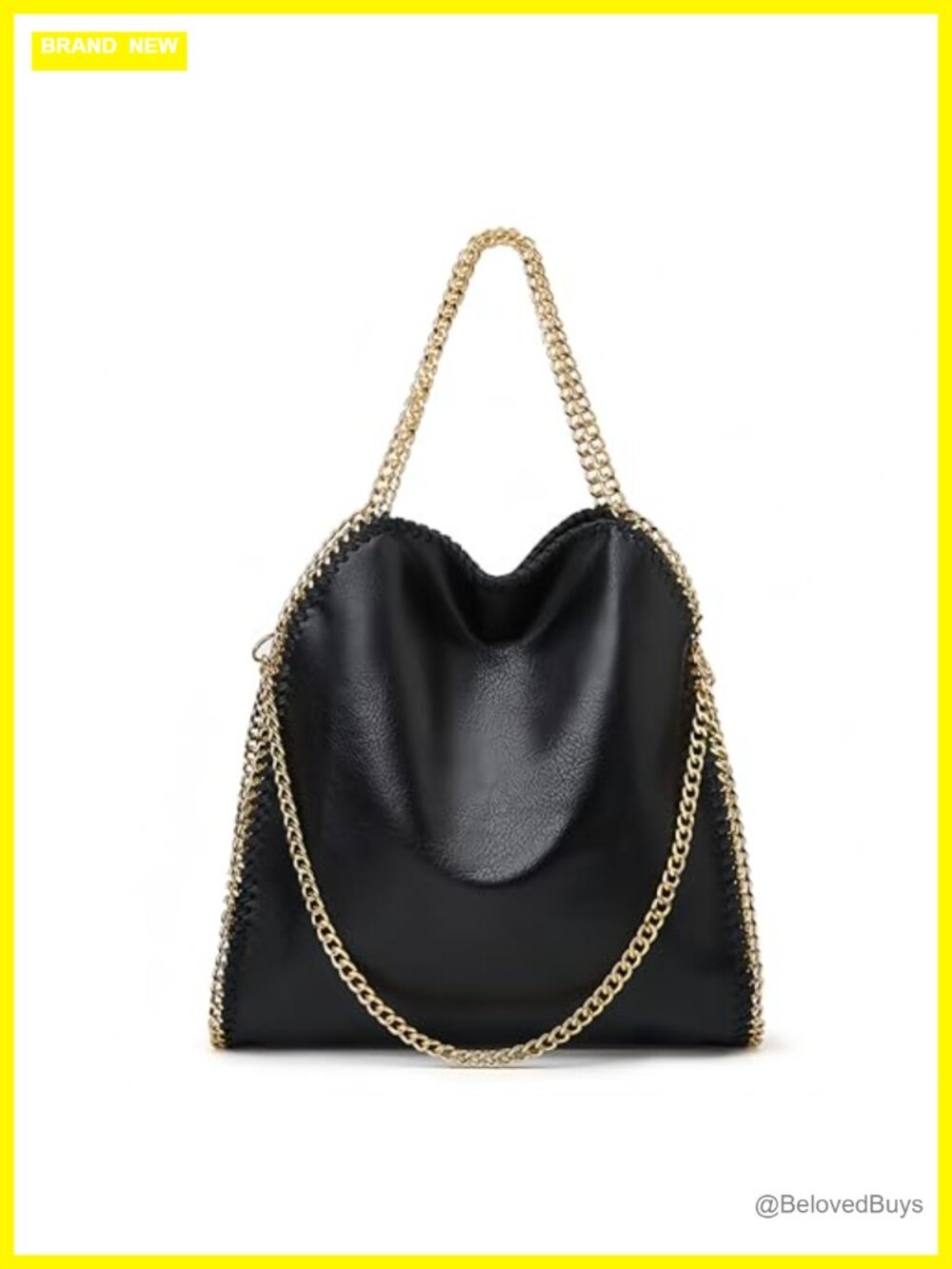 Faux Leather Oversized Slouchy Chain Hobo Bag Shoulder Tote